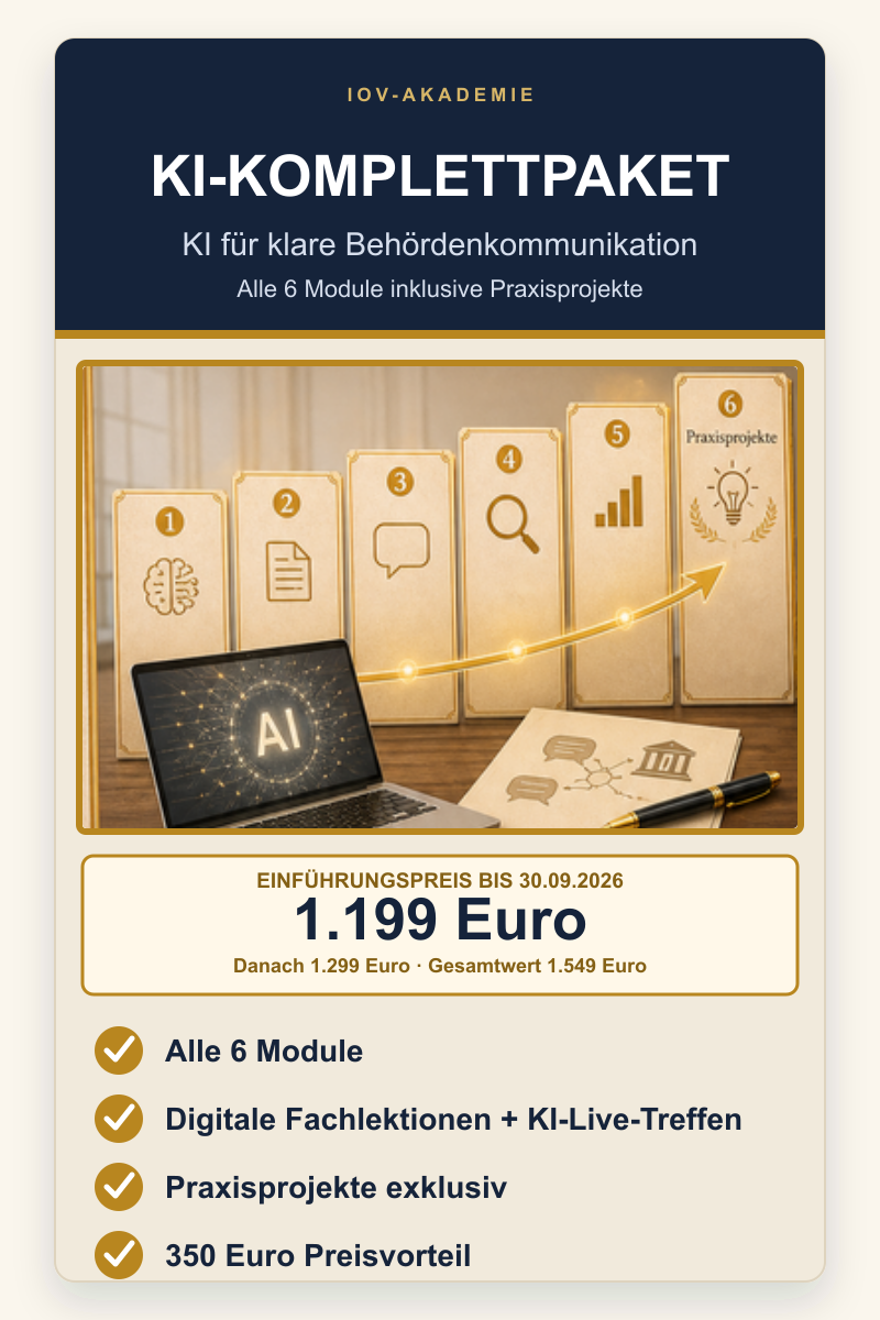 KI-Komplettpaket für Behördenkommunikation: Alle 6 Module