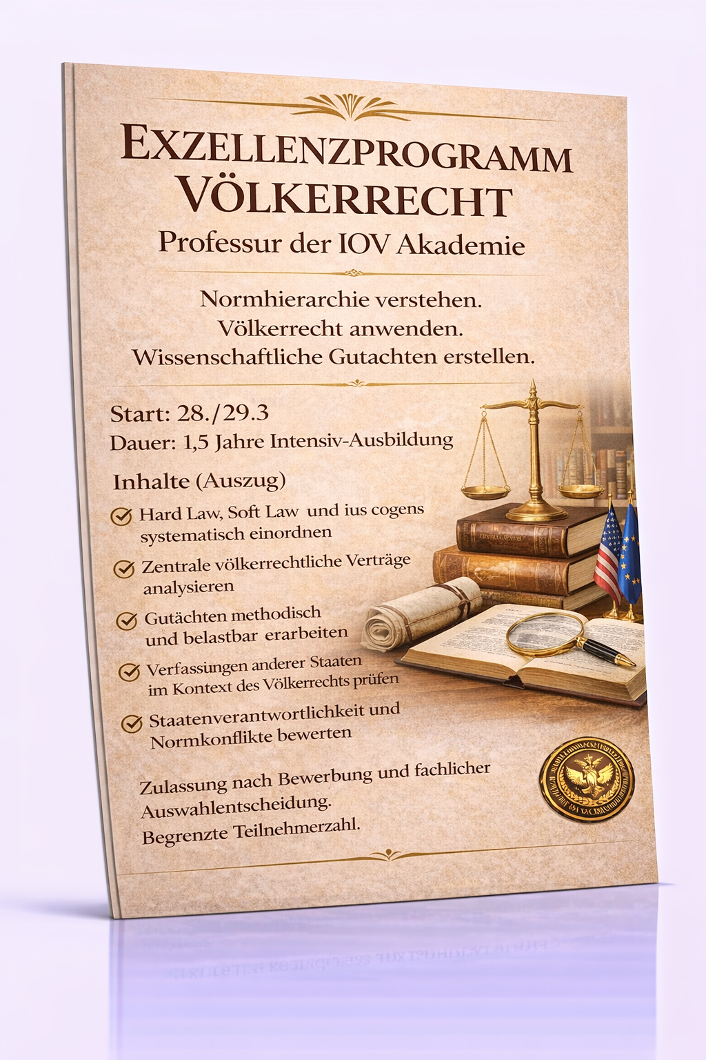 Exzellenzprogramm Völkerrecht – Professur der IOV Akademie Ab 5 Teilnehmern