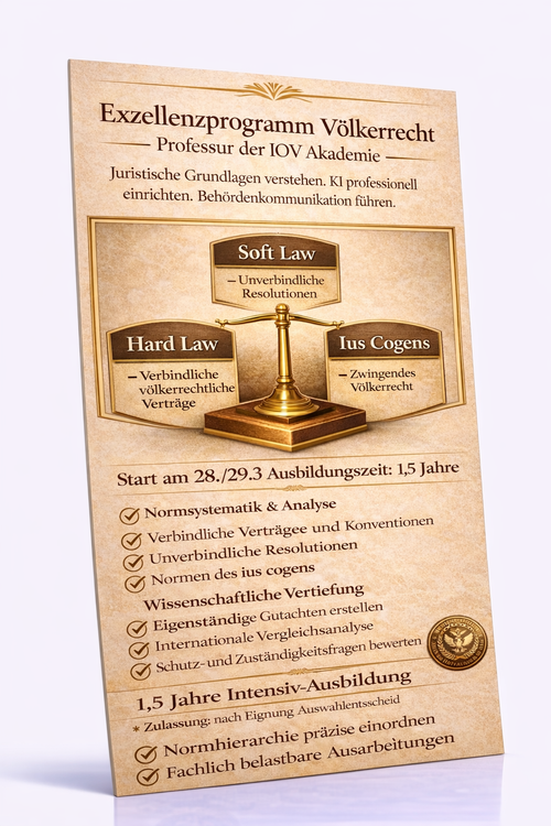 Exzellenzprogramm Völkerrecht – Professur der IOV Akademie Start: 28/29.03